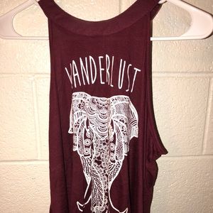loose maroon hippie “wander lust” tank